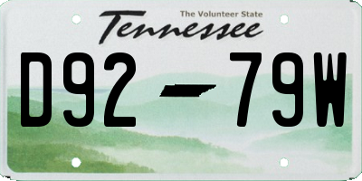 TN license plate D9279W