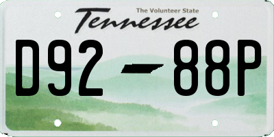 TN license plate D9288P