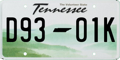 TN license plate D9301K