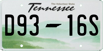 TN license plate D9316S