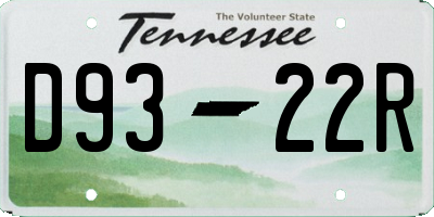 TN license plate D9322R
