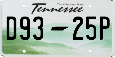 TN license plate D9325P