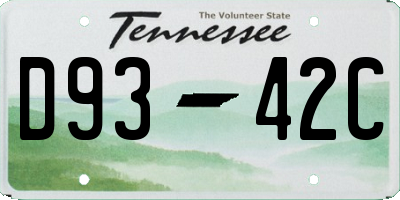 TN license plate D9342C