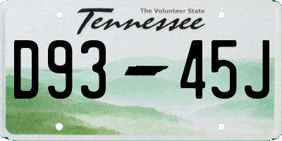 TN license plate D9345J