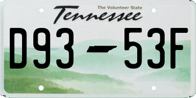 TN license plate D9353F