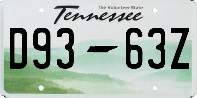 TN license plate D9363Z