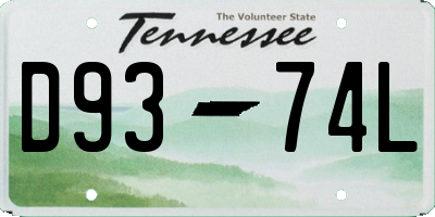 TN license plate D9374L