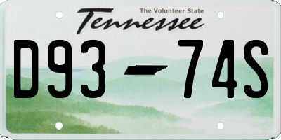 TN license plate D9374S