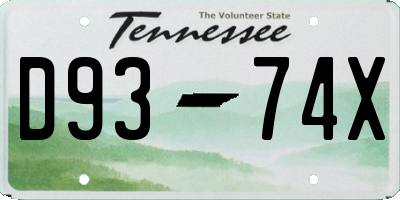 TN license plate D9374X