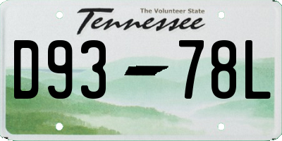 TN license plate D9378L