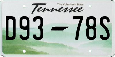 TN license plate D9378S