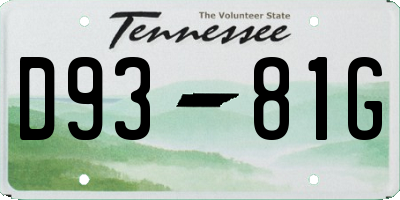 TN license plate D9381G