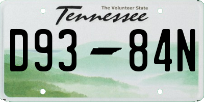 TN license plate D9384N