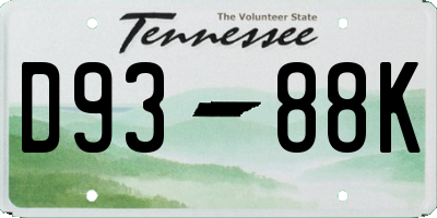 TN license plate D9388K