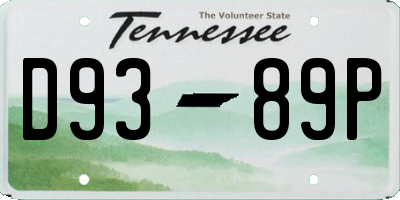 TN license plate D9389P