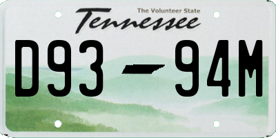TN license plate D9394M