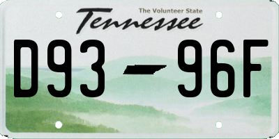 TN license plate D9396F