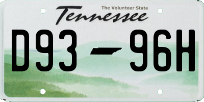 TN license plate D9396H