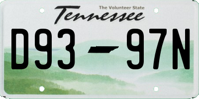 TN license plate D9397N