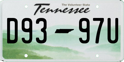 TN license plate D9397U