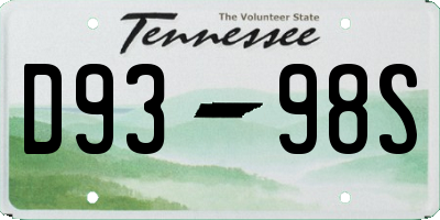 TN license plate D9398S