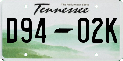 TN license plate D9402K