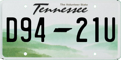 TN license plate D9421U