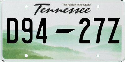 TN license plate D9427Z