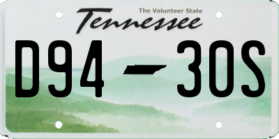 TN license plate D9430S