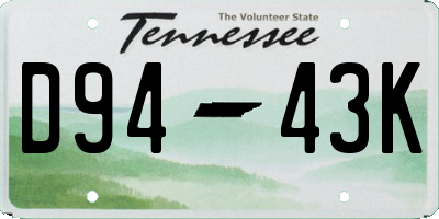 TN license plate D9443K