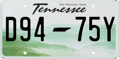 TN license plate D9475Y