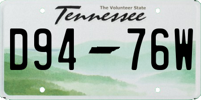 TN license plate D9476W