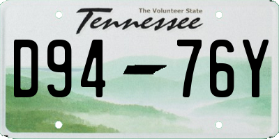 TN license plate D9476Y