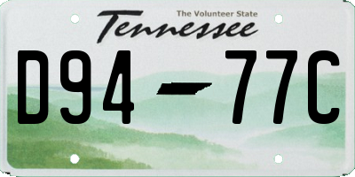 TN license plate D9477C