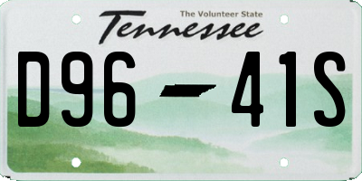TN license plate D9641S