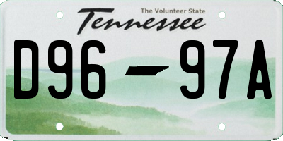 TN license plate D9697A