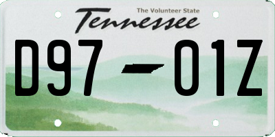 TN license plate D9701Z