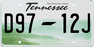 TN license plate D9712J