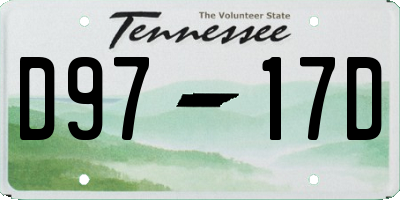 TN license plate D9717D