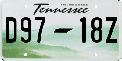 TN license plate D9718Z