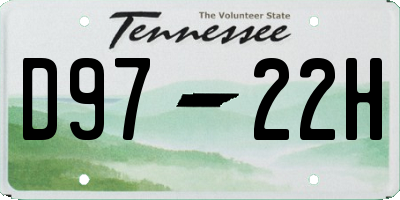 TN license plate D9722H