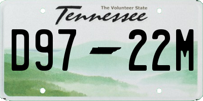 TN license plate D9722M