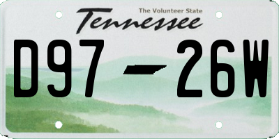 TN license plate D9726W