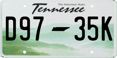 TN license plate D9735K