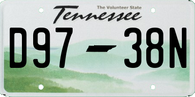 TN license plate D9738N