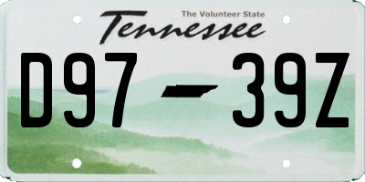 TN license plate D9739Z
