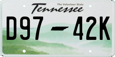 TN license plate D9742K