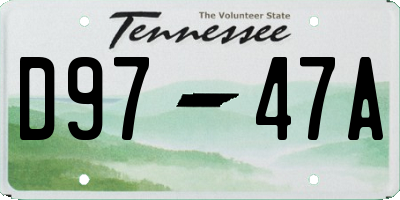 TN license plate D9747A