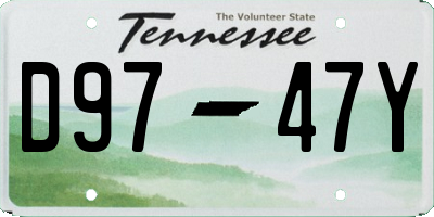 TN license plate D9747Y