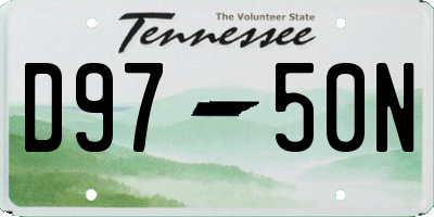 TN license plate D9750N